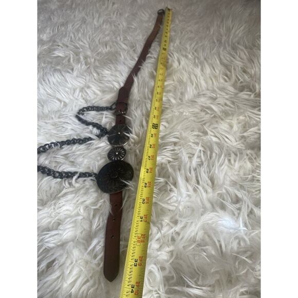 Ralph Lauren Collection Concho Belt S Leather Chain Western Brown Vintage Womens - Picture 7 of 10